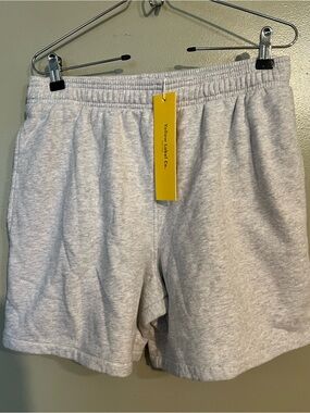 Yellow Label Co Unisex 100%  Cotton Lounge Shorts Draw String Gray L NWT